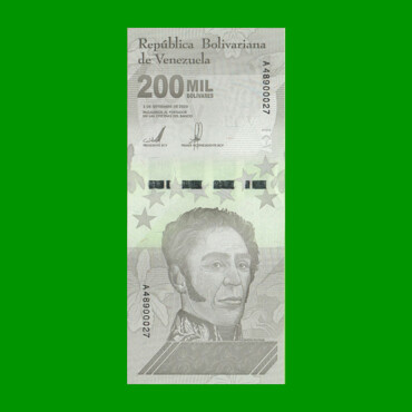 BILLETE DE VENEZUELA 200.000 BOLIVARES, PICK NEW, AÑO 2020, ESTADO SIN CIRCULAR.-