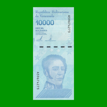 BILLETE DE VENEZUELA 10.000 BOLIVARES, PICK 109b, AÑO 2019, ESTADO SIN CIRCULAR. -