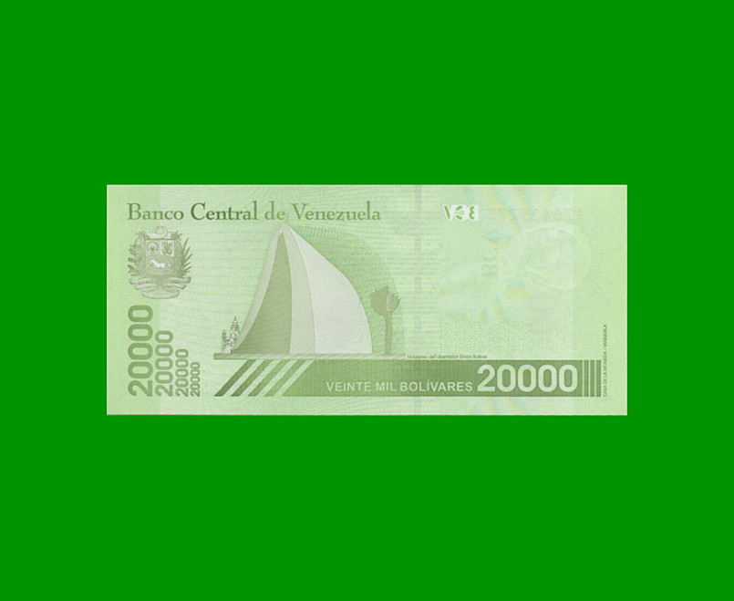 BILLETE DE VENEZUELA 20.000 BOLIVARES, PICK 110, AÑO 2019, ESTADO SIN CIRCULAR. - - Imagen 2