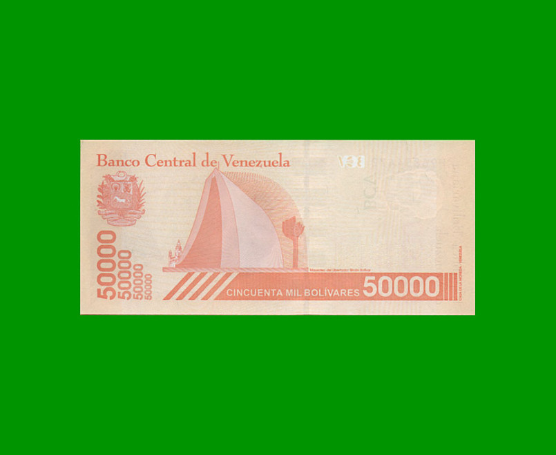 BILLETE DE VENEZUELA 50.000 BOLIVARES, PICK 111, AÑO 2019, ESTADO SIN CIRCULAR. - - Imagen 2