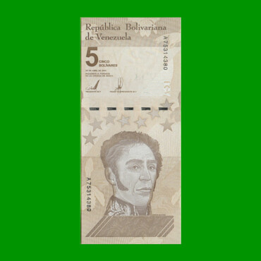BILLETE DE VENEZUELA 5 BOLIVARES, PICK NEW, AÑO 2021, ESTADO SIN CIRCULAR.-