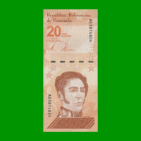 BILLETE DE VENEZUELA 20 BOLIVARES, PICK 117, AÑO 2021, ESTADO SIN CIRCULAR.-