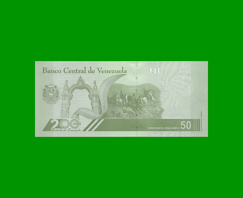 BILLETE DE VENEZUELA 50 BOLIVARES, PICK 118, AÑO 2021, ESTADO SIN CIRCULAR.- - Imagen 2