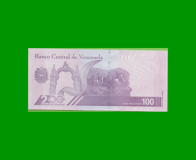 BILLETE DE VENEZUELA 100 BOLIVARES, PICK 119, AÑO 2021, ESTADO SIN CIRCULAR.- - Imagen 2