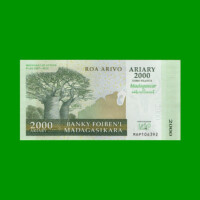 BILLETE DE MADAGASCAR 2.000 ARIARY, PICK 93, AÑO 2012, ESTADO SIN CIRCULAR.-
