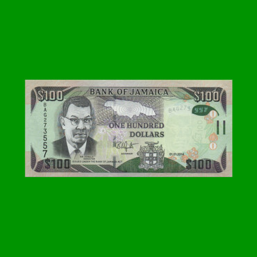 BILLETE DE JAMAICA 100 DOLARES PICK NEW, AÑO 2014 ESTADO SIN CIRCULAR.-