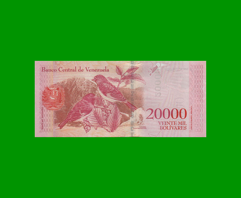 BILLETE DE VENEZUELA 20.000 BOLIVARES, PICK 99, AÑO 2016, ESTADO SIN CIRCULAR.- - Imagen 2