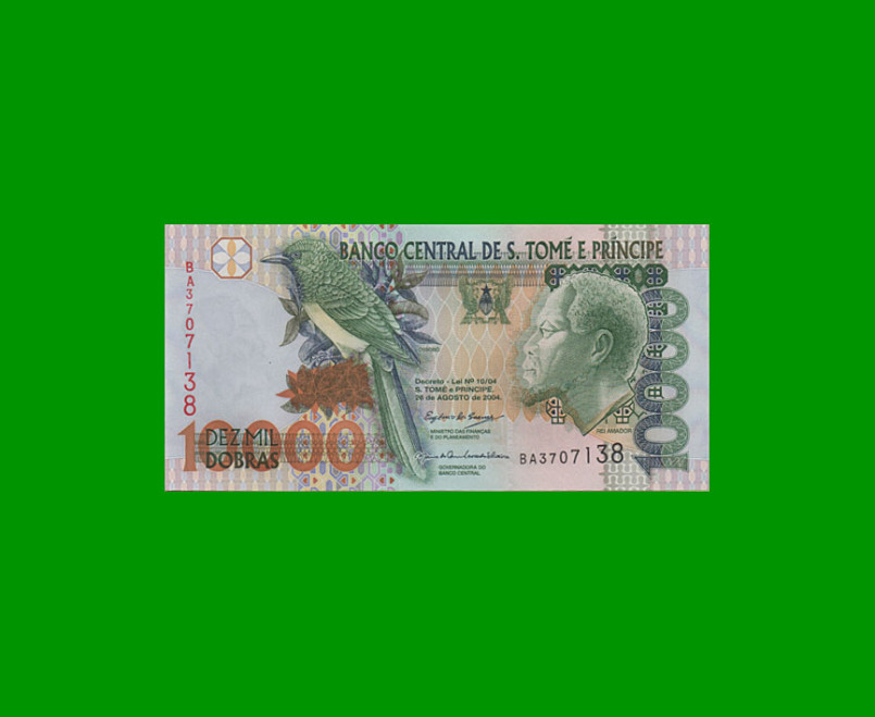 BILLETE DE SANTO TOME & PRINCIPE 10.000 DOBRAS, PICK 66, AÑO 2004, ESTADO SIN CIRCULAR.-