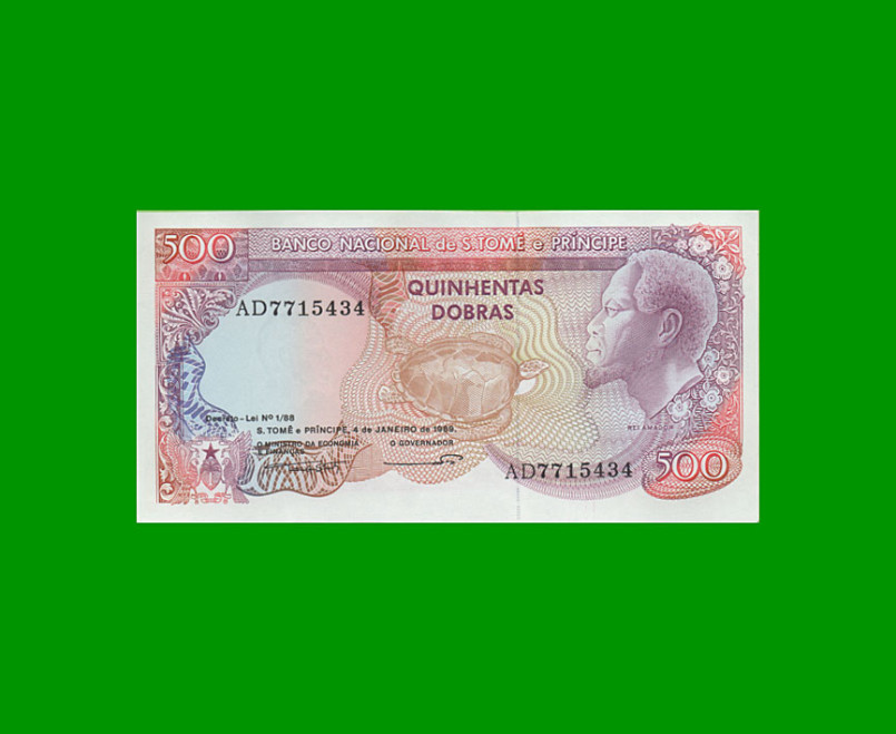 BILLETE DE SANTO TOME & PRINCIPE 500 DOBRAS, PICK 61, AÑO 1989, ESTADO SIN CIRCULAR.-