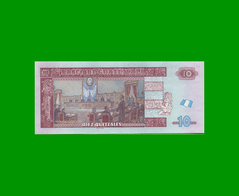 BILLETE DE GUATEMALA 10 QUETZALES PICK 125, AÑO 2012, ESTADO SIN CIRCULAR.- - Imagen 2