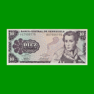 BILLETE DE VENEZUELA 10 BOLIVARES, PICK 60, AÑO 1981, ESTADO SIN CIRCULAR.-
