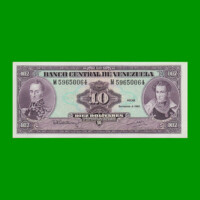BILLETE DE VENEZUELA 10 BOLIVARES, PICK 61c, AÑO 1992, ESTADO SIN CIRCULAR.-