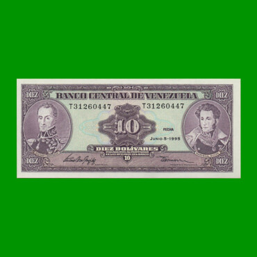 BILLETE DE VENEZUELA 10 BOLIVARES, PICK 61d, AÑO 1995, ESTADO  EXCELENTE.-