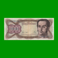 BILLETE DE VENEZUELA 100 BOLIVARES, PICK 66a, AÑO 1987, ESTADO MUY BUENO-. -