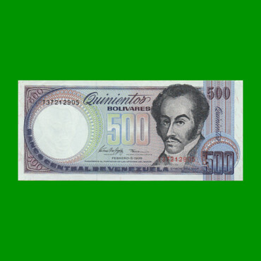 BILLETE DE VENEZUELA 500 BOLIVARES, PICK 67f, AÑO 1998, ESTADO SIN CIRCULAR.-