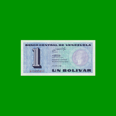 BILLETE DE VENEZUELA 1 BOLIVARES, PICK 68, AÑO 1989, ESTADO SIN CIRCULAR.-