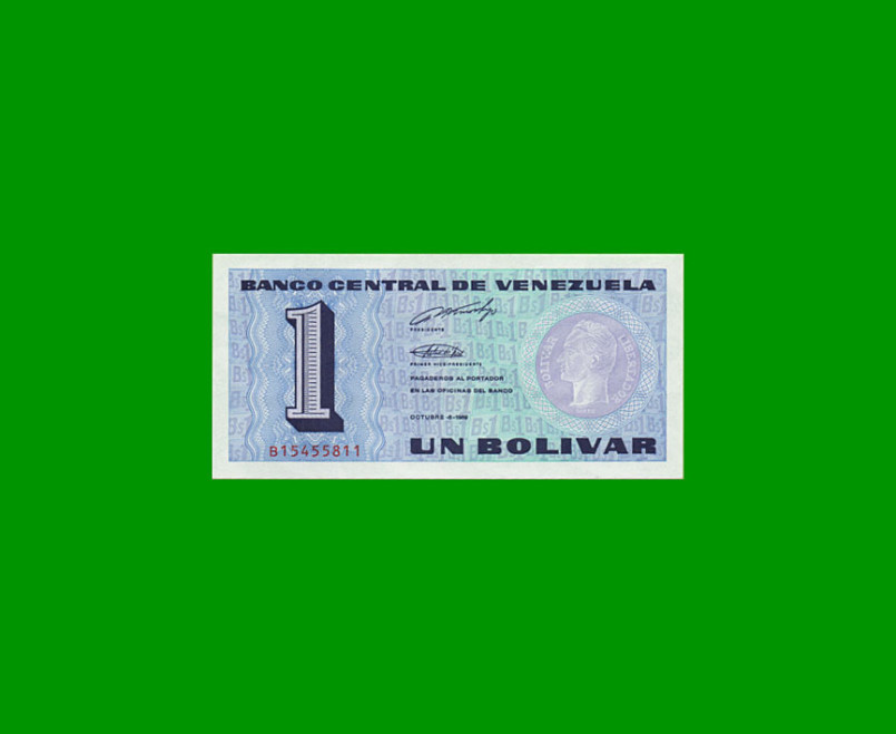 BILLETE DE VENEZUELA 1 BOLIVARES, PICK 68, AÑO 1989, ESTADO SIN CIRCULAR.-