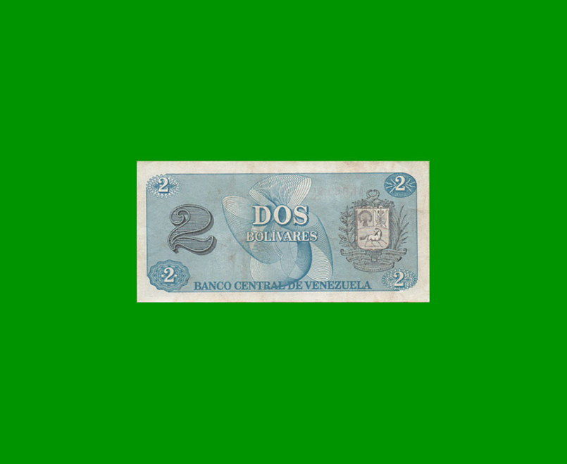 BILLETE DE VENEZUELA 2 BOLIVARES, PICK 69, AÑO 1989, ESTADO EXCELENTE-. - - Imagen 2