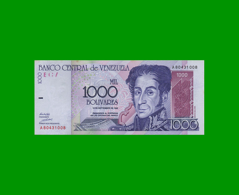 BILLETE DE VENEZUELA 1.000 BOLIVARES, PICK 79, AÑO 1998, ESTADO SIN CIRCULAR.-