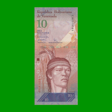 BILLETE DE VENEZUELA 10 BOLIVARES, PICK 90a, AÑO 2007, ESTADO EXCELENTE+. -