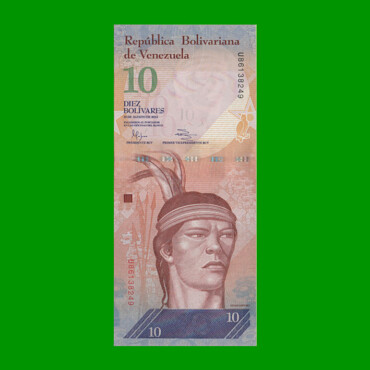 BILLETE DE VENEZUELA 10 BOLIVARES, PICK 90e, AÑO 2014, ESTADO SIN CIRCULAR.-