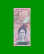 BILLETE DE VENEZUELA 20 BOLIVARES, PICK 91e, AÑO 2011, ESTADO SIN CIRCULAR.