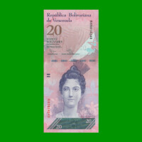 BILLETE DE VENEZUELA 20 BOLIVARES, PICK 91e, AÑO 2011, ESTADO SIN CIRCULAR.