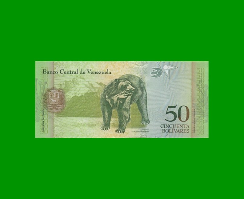 BILLETE DE VENEZUELA 50 BOLIVARES, PICK 92c, AÑO 2008, ESTADO SIN CIRCULAR. - Imagen 2