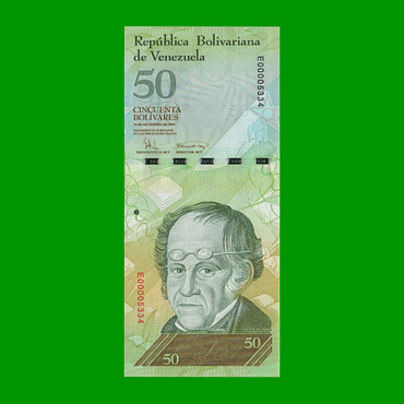 BILLETE DE VENEZUELA 50 BOLIVARES, PICK 92c, AÑO 2008, ESTADO SIN CIRCULAR.