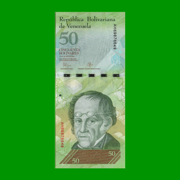 BILLETE DE VENEZUELA 50 BOLIVARES, PICK 92j, AÑO 2015, ESTADO SIN CIRCULAR.