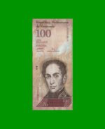 BILLETE DE VENEZUELA 100 BOLIVARES, PICK 93a, AÑO 2007, ESTADO MUY BUENO.