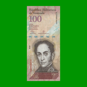 BILLETE DE VENEZUELA 100 BOLIVARES, PICK 93f, AÑO 2012, ESTADO MUY BUENO.