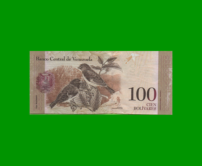 BILLETE DE VENEZUELA 100 BOLIVARES, PICK 93g, AÑO 2013, ESTADO EXCELENTE+. - - Imagen 2