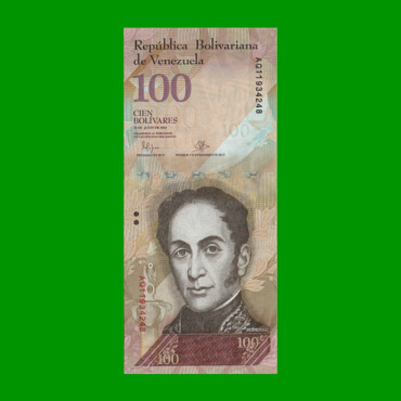 BILLETE DE VENEZUELA 100 BOLIVARES, PICK 93i, AÑO 2015, ESTADO MUY BUENO+. -