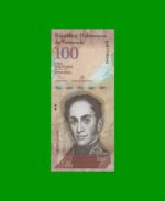 BILLETE DE VENEZUELA 100 BOLIVARES, PICK 93i, AÑO 2015, ESTADO SIN CIRCULAR.-