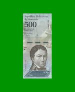BILLETE DE VENEZUELA 500 BOLIVARES, PICK 94b, AÑO 2017, ESTADO SIN CIRCULAR.-