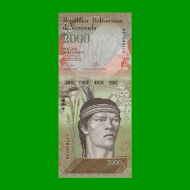 BILLETE DE VENEZUELA 2.000 BOLIVARES, PICK 96, AÑO 2016, ESTADO SIN CIRCULAR.-