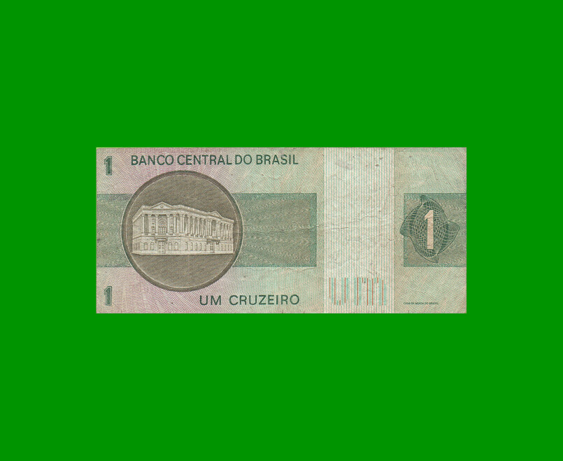 REPOSICION BILLETE DE BRASIL 1 CRUZEIRO, PICK 191Aa, N° CAT 129a, ESTADO BUENO.- - Imagen 2