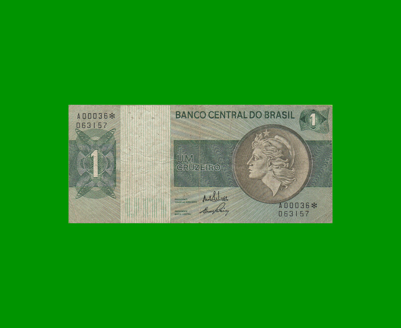 REPOSICION BILLETE DE BRASIL 1 CRUZEIRO, PICK 191Aa, N° CAT 129a, ESTADO BUENO.-