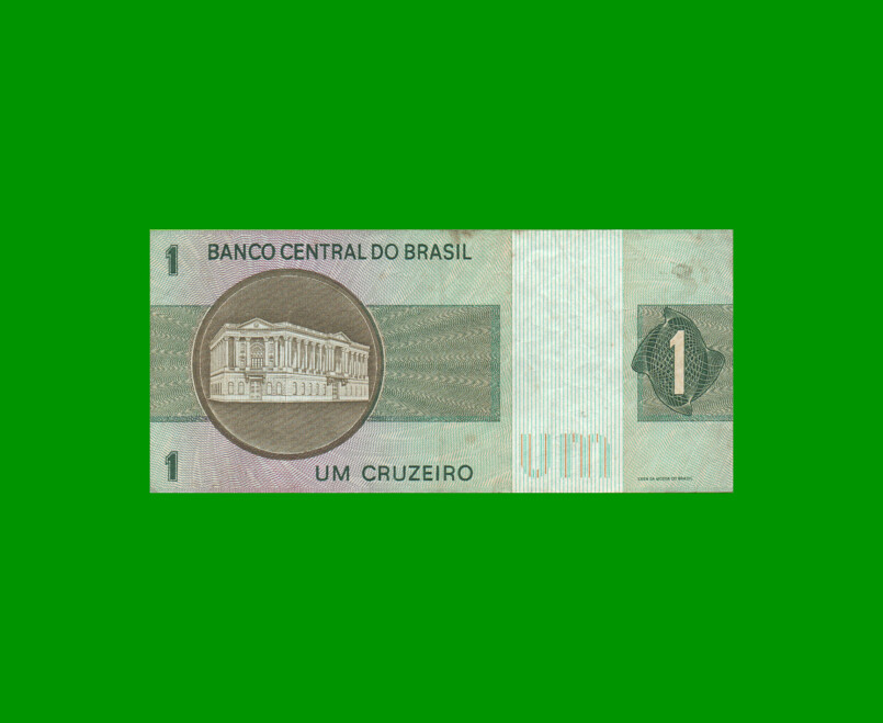 REPOSICION BILLETE DE BRASIL 1 CRUZEIRO, PICK 191Aa, N° CAT 129a, ESTADO MUY BUENO.- - Imagen 2