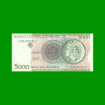 REPOSICION BILLETE DE BRASIL 5.000 CRUZEIROS, PICK 227, N° CAT 222a, ESTADO EXCELENTE+ .-