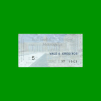 BONO TICKET RED GLOBAL DE TRUEQUE METROPOLIS ROSARIO, FALSO, 5 CREDITOS, MG 2764, ESTADO BUENO.-