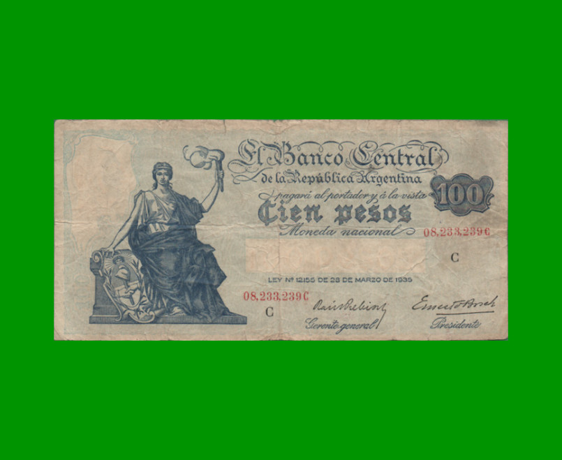 EL PROGRESO $ 100,00, BOT 1896, AÑO 1938, ESTADO BUENO+ .-