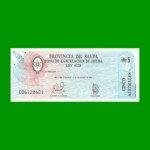 BONO DE SALTA 5,00 DE AUSTRALES, EC 060, AÑO 1987, ESTADO SIN CIRCULAR.-