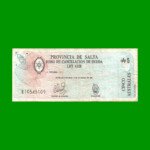 BONO DE SALTA 5,00 DE AUSTRALES, EC 061, AÑO 1987, ESTADO BUENO.-