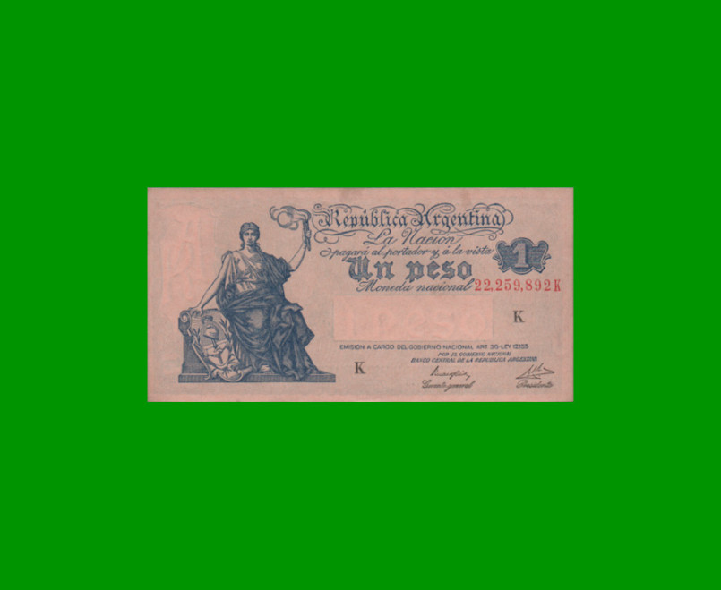 EL PROGRESO $ 1,00, BOT 1832, AÑO 1947, ESTADO SIN CIRCULAR.-