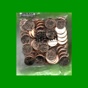 BOLSA DE (50) MONEDAS DE BRASIL, R$ 0,10, AÑO 2021, ESTADO NUEVAS.-