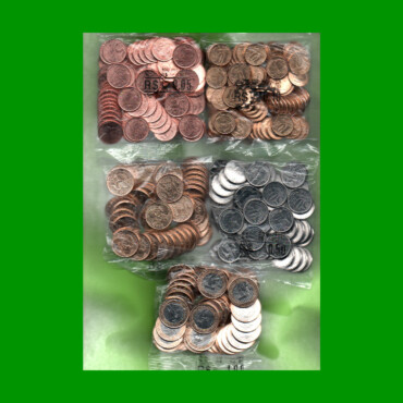 BRASIL 5 BOLSAS DE MONEDAS DE 0,05; 0,10; 0,25; 050 Y 1 Reales, AÑO 2022, NUEVAS.-