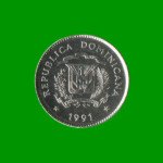 MONEDA DE REPUBLICA DOMINICA 10 CENTAVOS, AÑO 1991, ESTADO USADA.- - Imagen 2