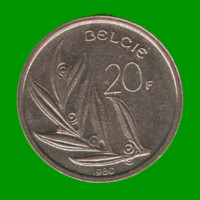 MONEDA DE BELGICA 20 FRANCOS, AÑO 1980, ESTADO USADA.-